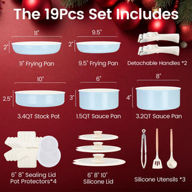 Chef Power ceramic nonstick pots and pans on stove with smooth release.