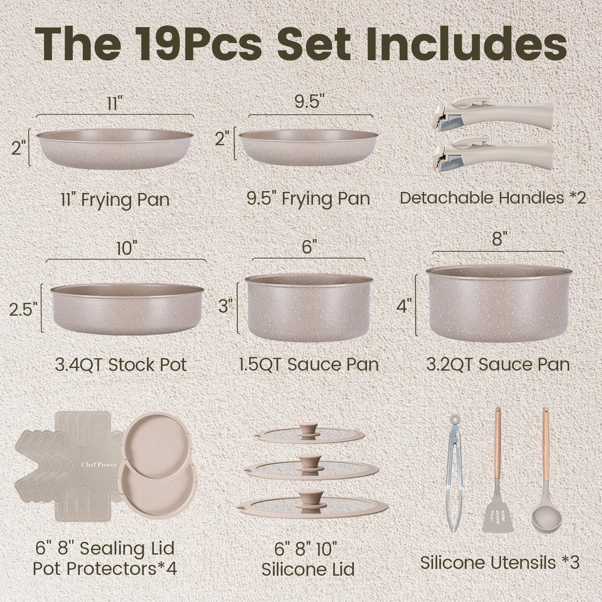 Chef Power ceramic nonstick saucepot 1.5qt in action for easy cleanup.