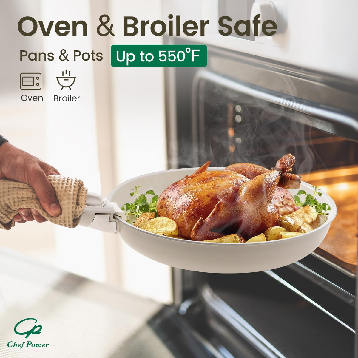 Chef Power dishwasher safe cookware for simple cleanup after meals