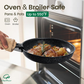Chef Power oven-safe design up to 550°F for finishing dishes.