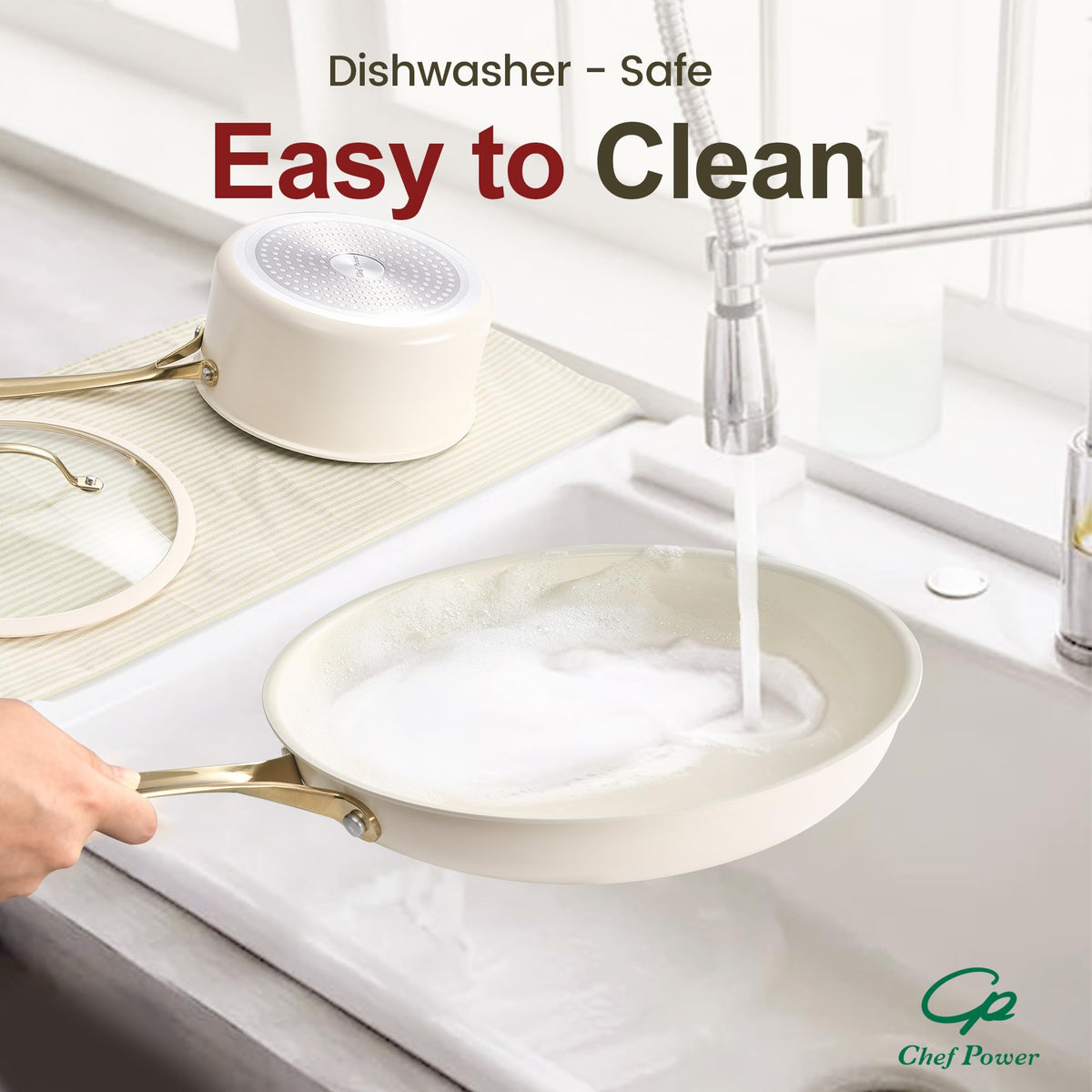 Chef Power silicone lid cream white, oven-safe for controlled steaming