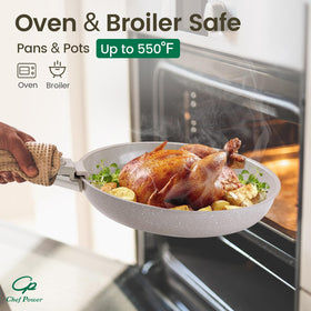 Chef Power silicone lids set designed to seal and vent when cooking.