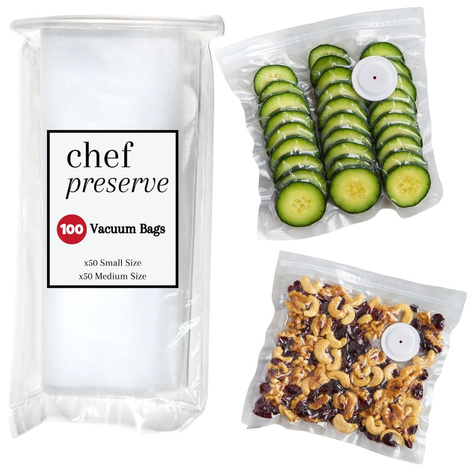 Chef Preserve bags with leak-proof edges for secure leftovers.