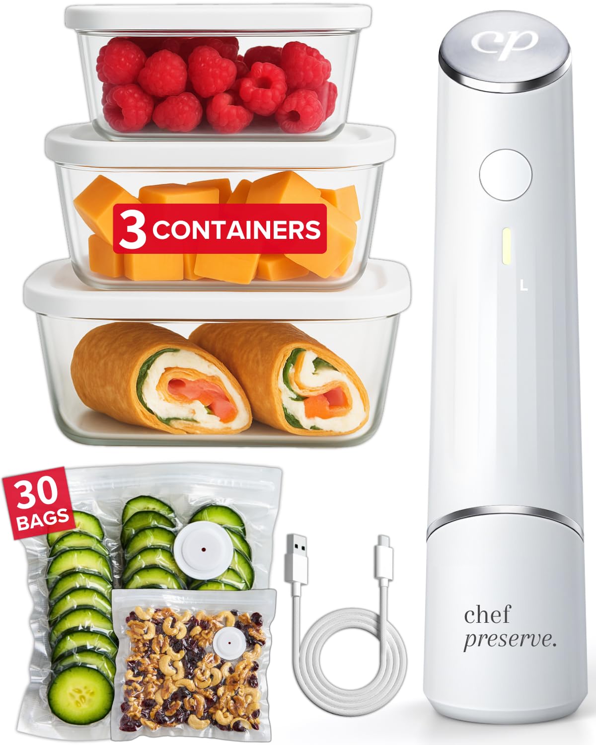 Chef Preserve compact sealer front view showing portable sealing power