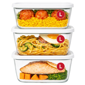 Chef Preserve glass vacuum-seal container large front view showing clear visibility and freshness.