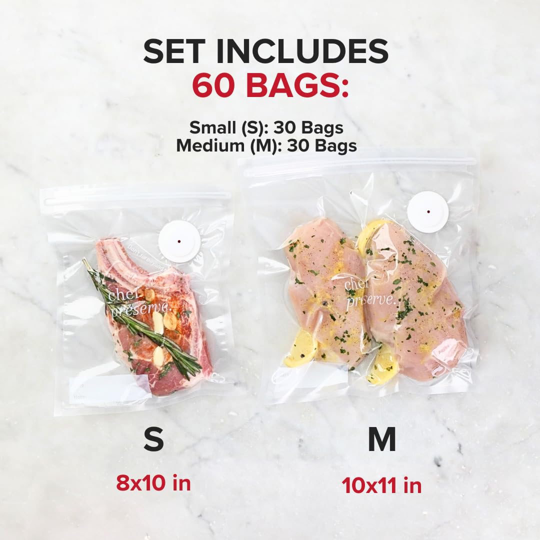 Chef Preserve medium bags with double seals for reliable storage.