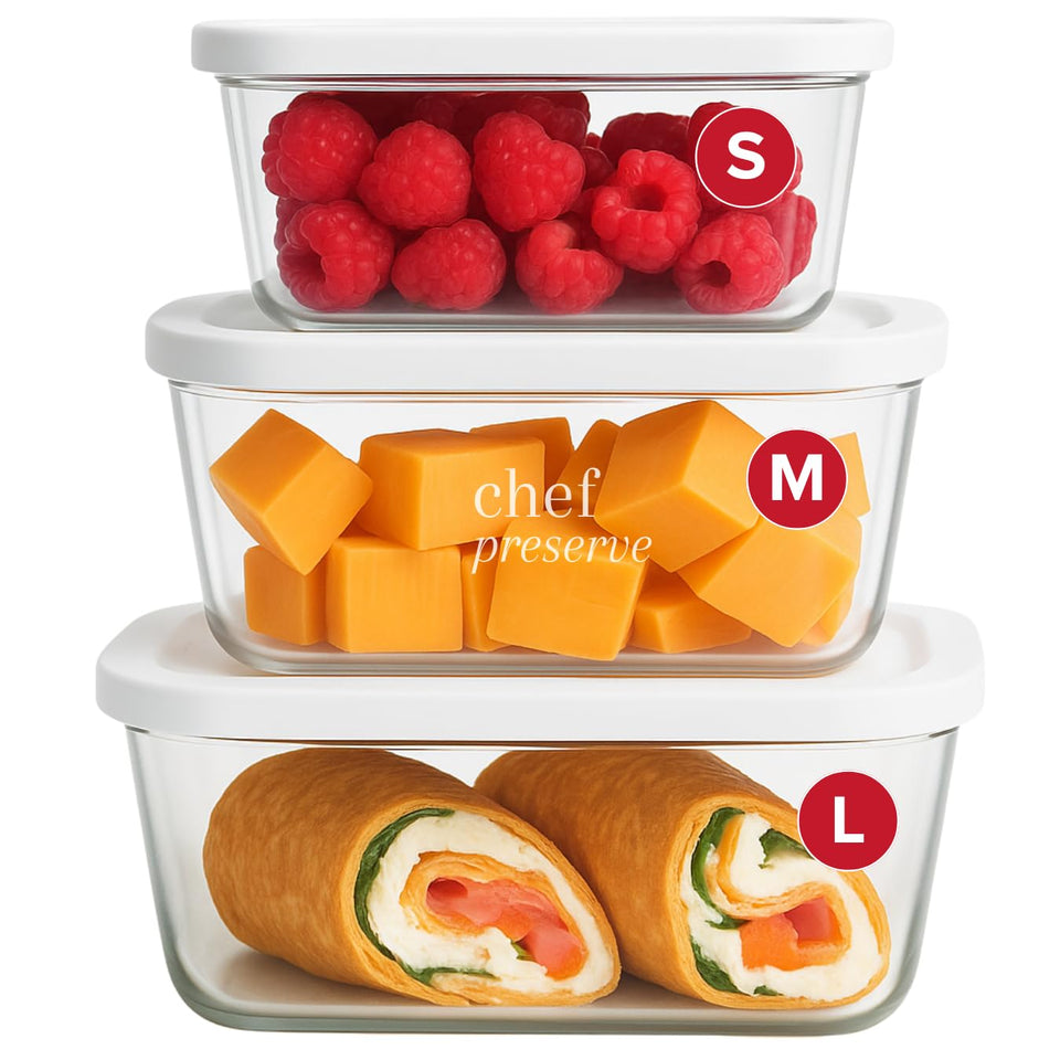 Chef Preserve small glass vacuum seal container keeps leftovers fresh in fridge