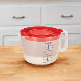 Chef's Pride 8-Cup Pitcher shows ergonomic handle and wide body for easy filling