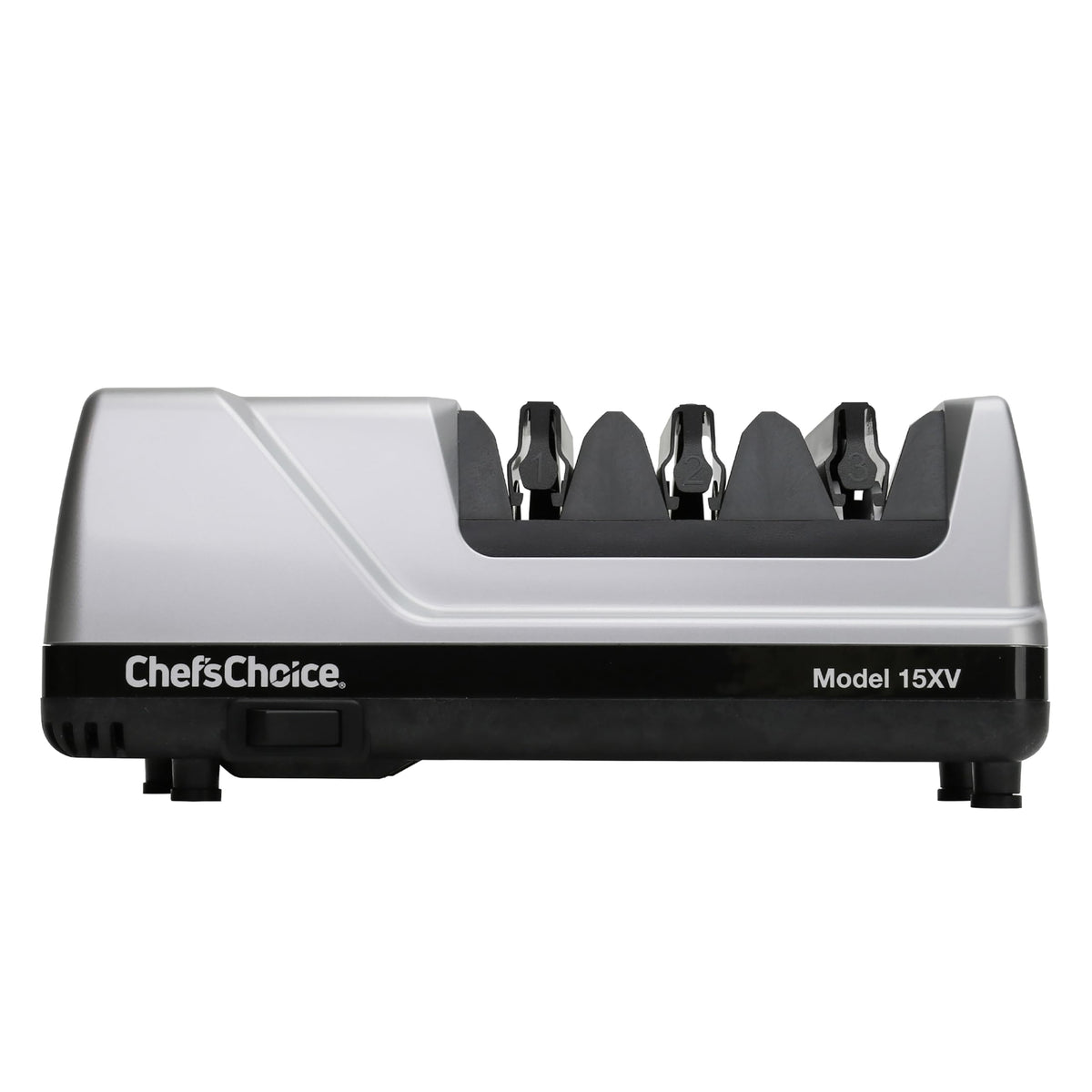 Chef's Choice EdgeSelect converts traditional 20-degree blades to a sharper 15-degree edge.