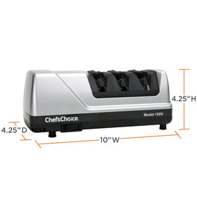 Chef's Choice EdgeSelect compact electric sharpener fits kitchens for quick sharpening.