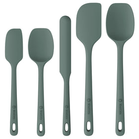 ChefAide 5-piece silicone spatula set packaging highlights premium heat resistance.