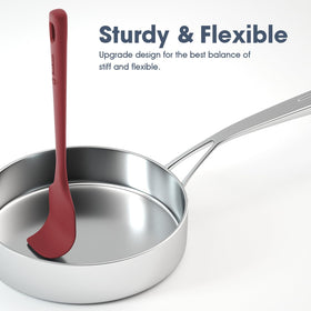 ChefAide nonstick-safe spatula protecting cookware surfaces from scratches.
