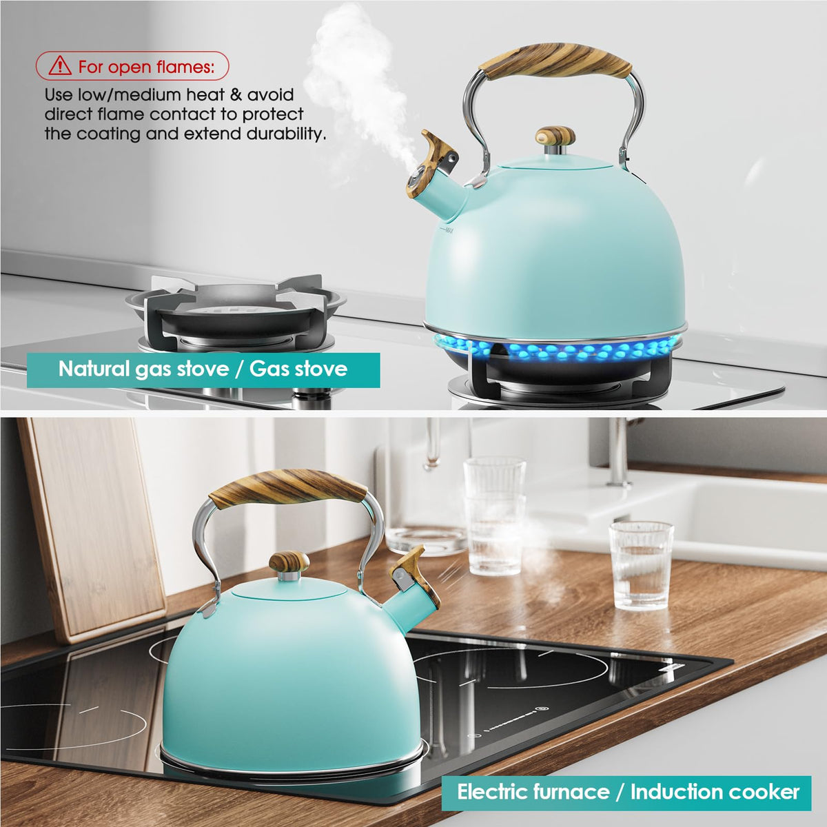 Chefbar easy-care kettle with rust-like spot cleaning guidance.