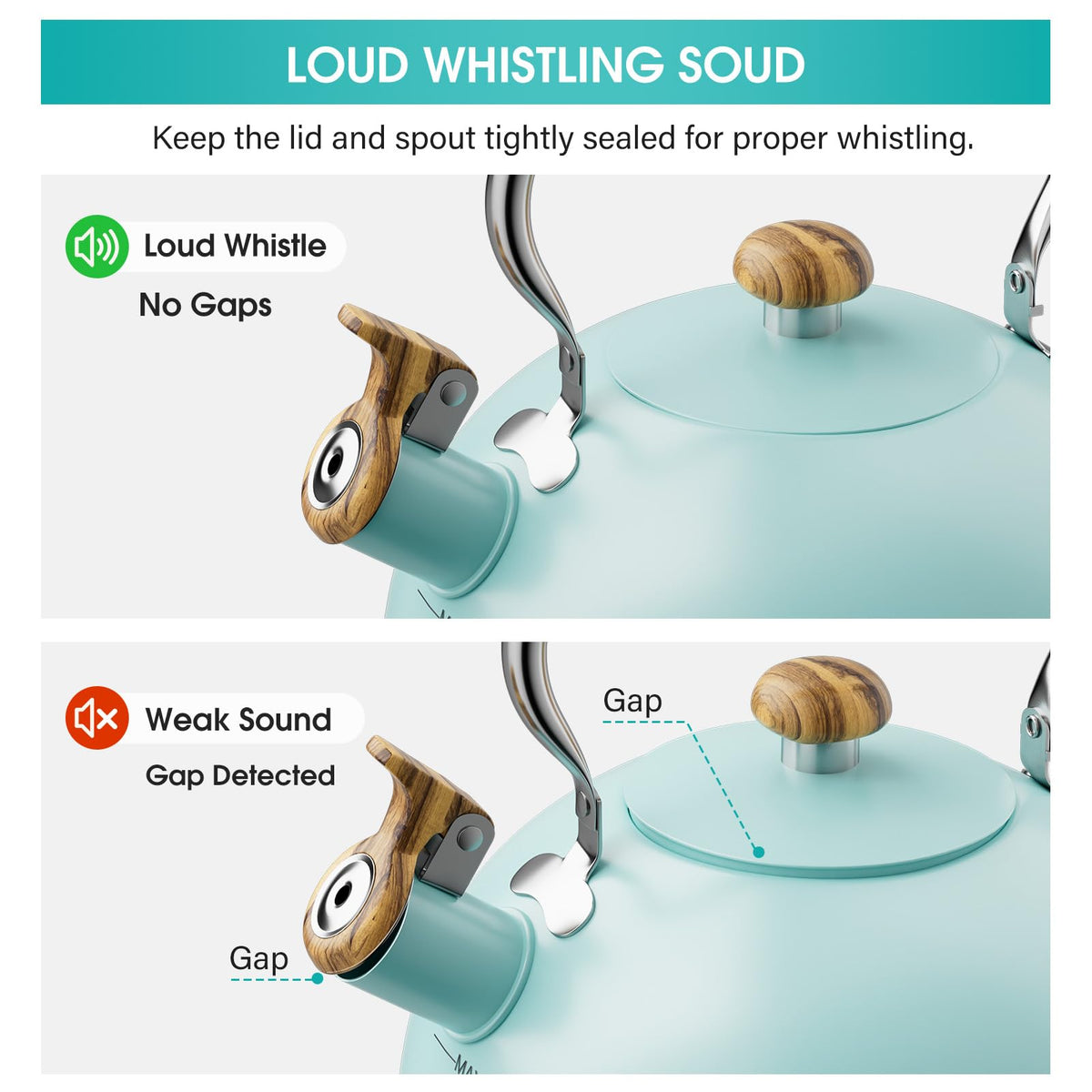 Chefbar loud whistle signals boiling to prevent dry boil.