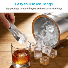 ChefBee stainless steel ice bucket with sturdy handle for easy transport