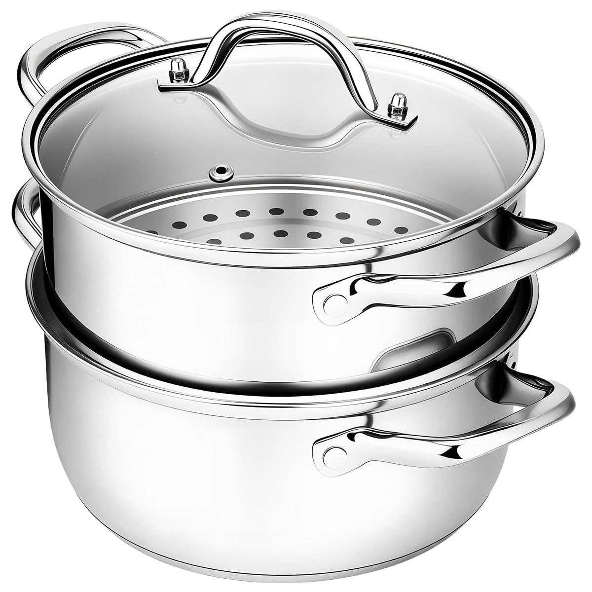 CHEFBEE steamer pot with basket for steaming vegetables and rice