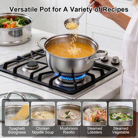 CHEFBEE steamer pot sturdy riveted handles for safe lifting