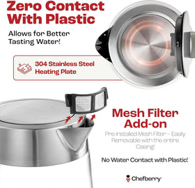 No plastic water paths for pure-taste heating with Chefberry kettle
