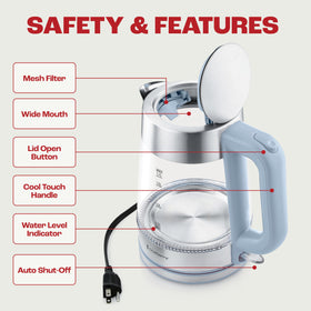 Chefberry kettle includes removable stainless mesh filter to trap impurities at the spout