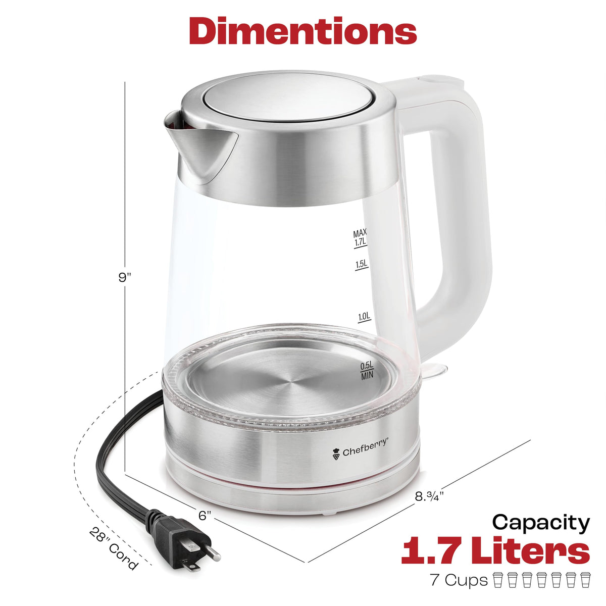 Chefberry glass and stainless finish adds modern kitchen style and durability.