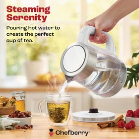 Chefberry removable stainless steel filter catches impurities at the spout for clean pours.