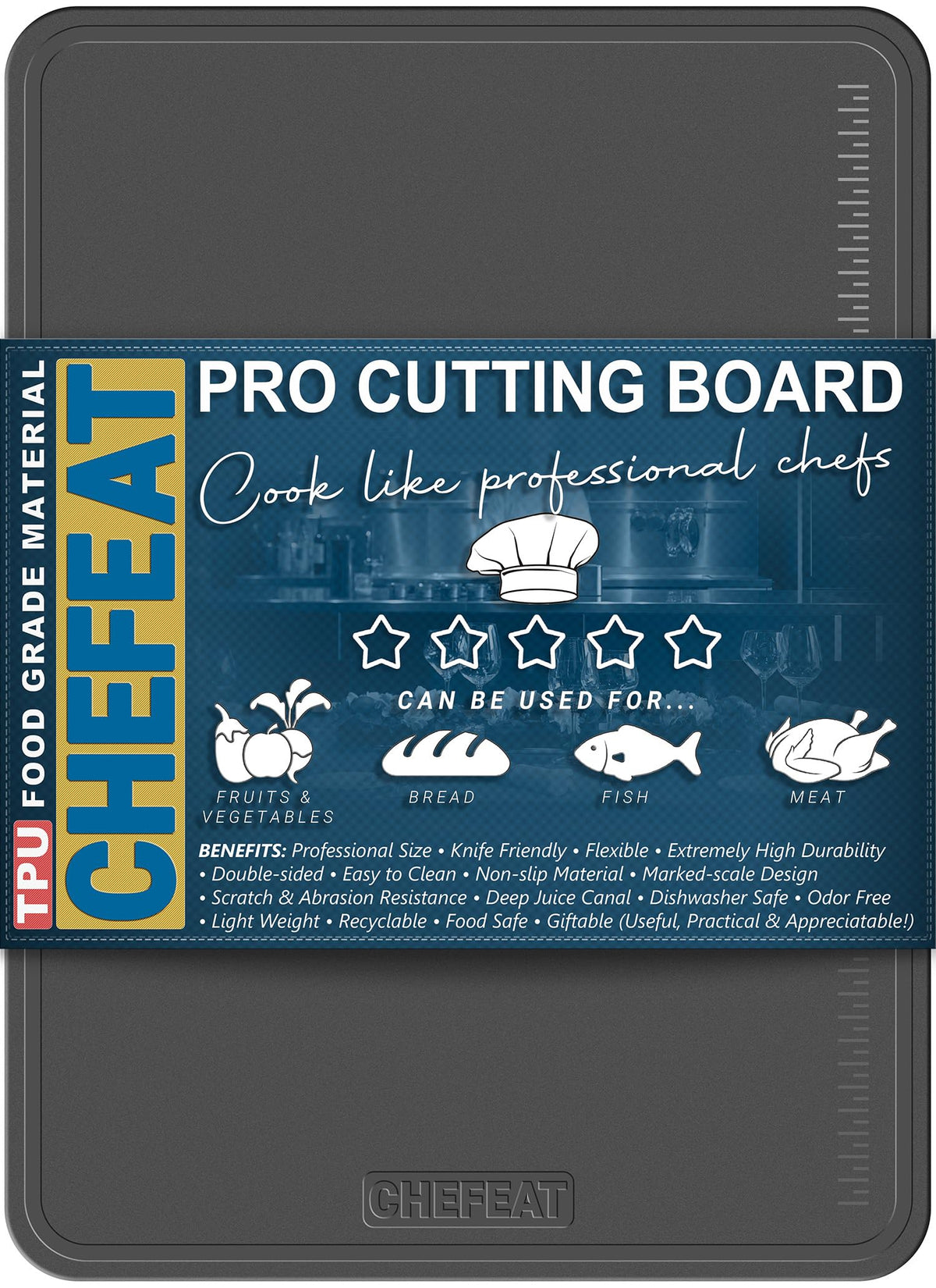 CHEFEAT lightweight, extra-thick board ideal for home, camping, travel