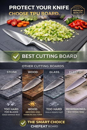 CHEFEAT TPU cutting board with knife-friendly surface protects blades