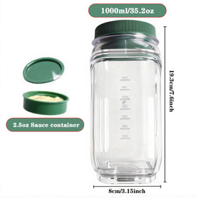 ChefktCove salad jar with integrated dressing cup keeps sauces separate until eating.