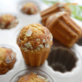 CHEFMADE Canele mold baked canele cups ready on a dessert spread
