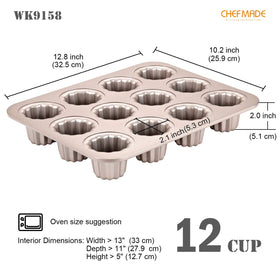 CHEFMADE Canele mold nonstick surface close-up for easy release of batter