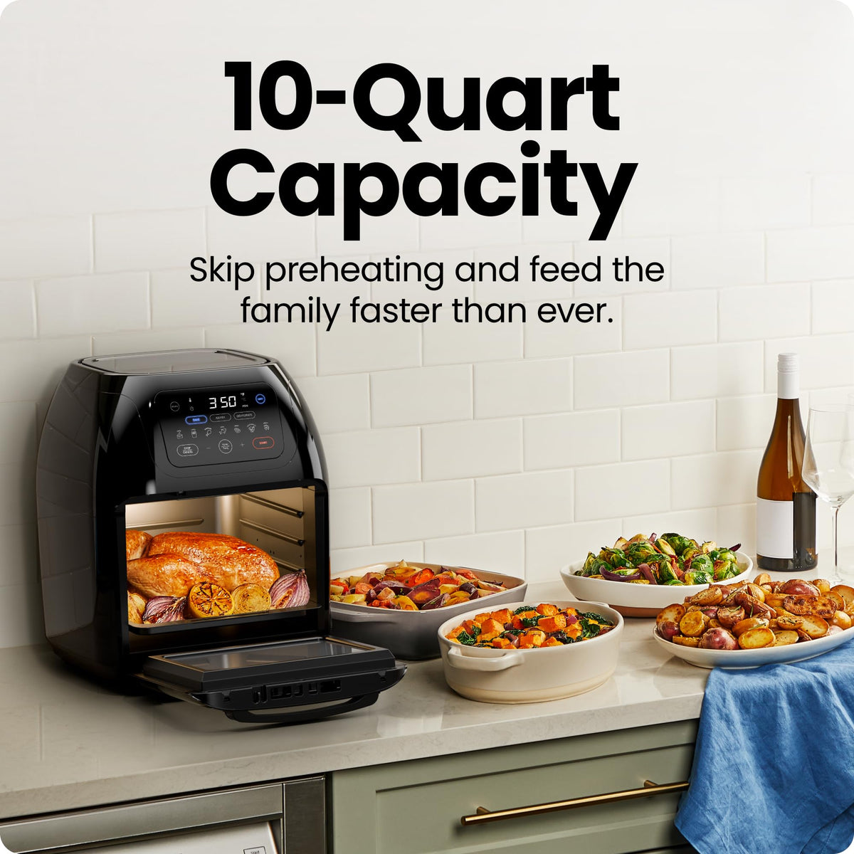 Chefman 10L capacity ideal for family meals and meal prep.
