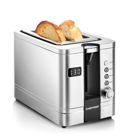 Chefman 2-Slice Toaster with a digital display enables precise browning.