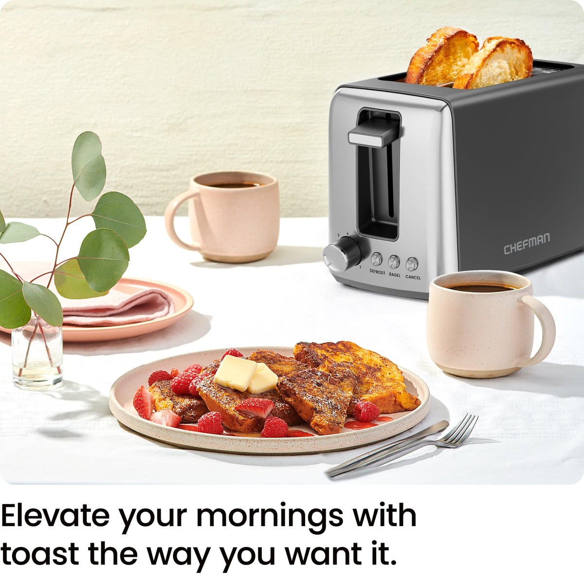 Chefman toaster control panel showing shade settings for precise browning