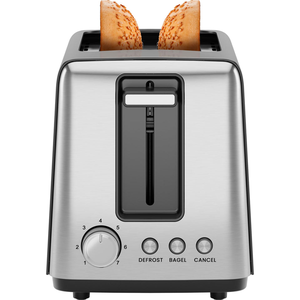 Chefman 2-slice toaster front view, compact kitchen companion for quick breakfasts
