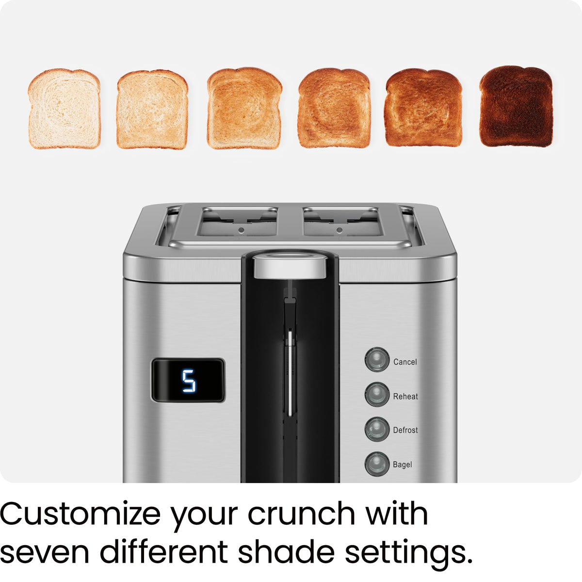 Chefman 7-shade dial lets you tailor browning level.