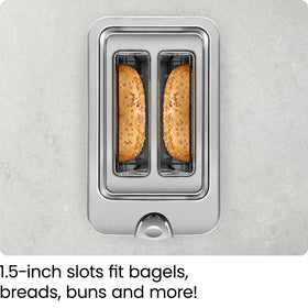 Chefman 2-Slice Toaster stainless steel finish adds a sleek look.