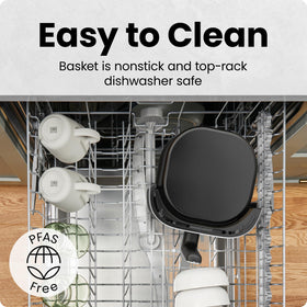 Chefman dishwasher-safe basket eases cleanup after meals.
