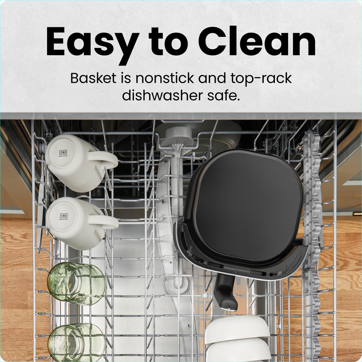 Chefman 2Qt Mini Air Fryer nonstick basket supports quick cooking and easy cleanup