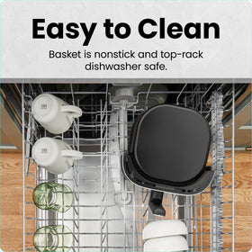 Chefman 2Qt Mini Air Fryer nonstick basket supports quick cooking and easy cleanup