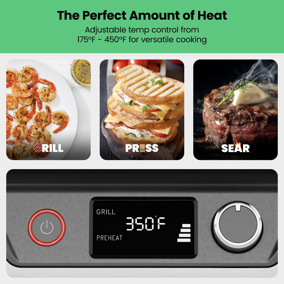 Chefman 5 in 1 Panini Press in indoor BBQ mode for burgers