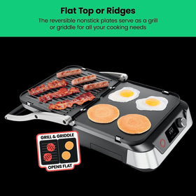 Chefman 5 in 1 Panini Press showing reversible grill plates