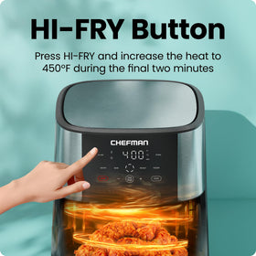 Chefman Air Fryer 8 Qt stainless steel exterior highlighting durable construction.