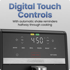 Chefman TurboFry 9QT keep-warm maintains serving temperature.