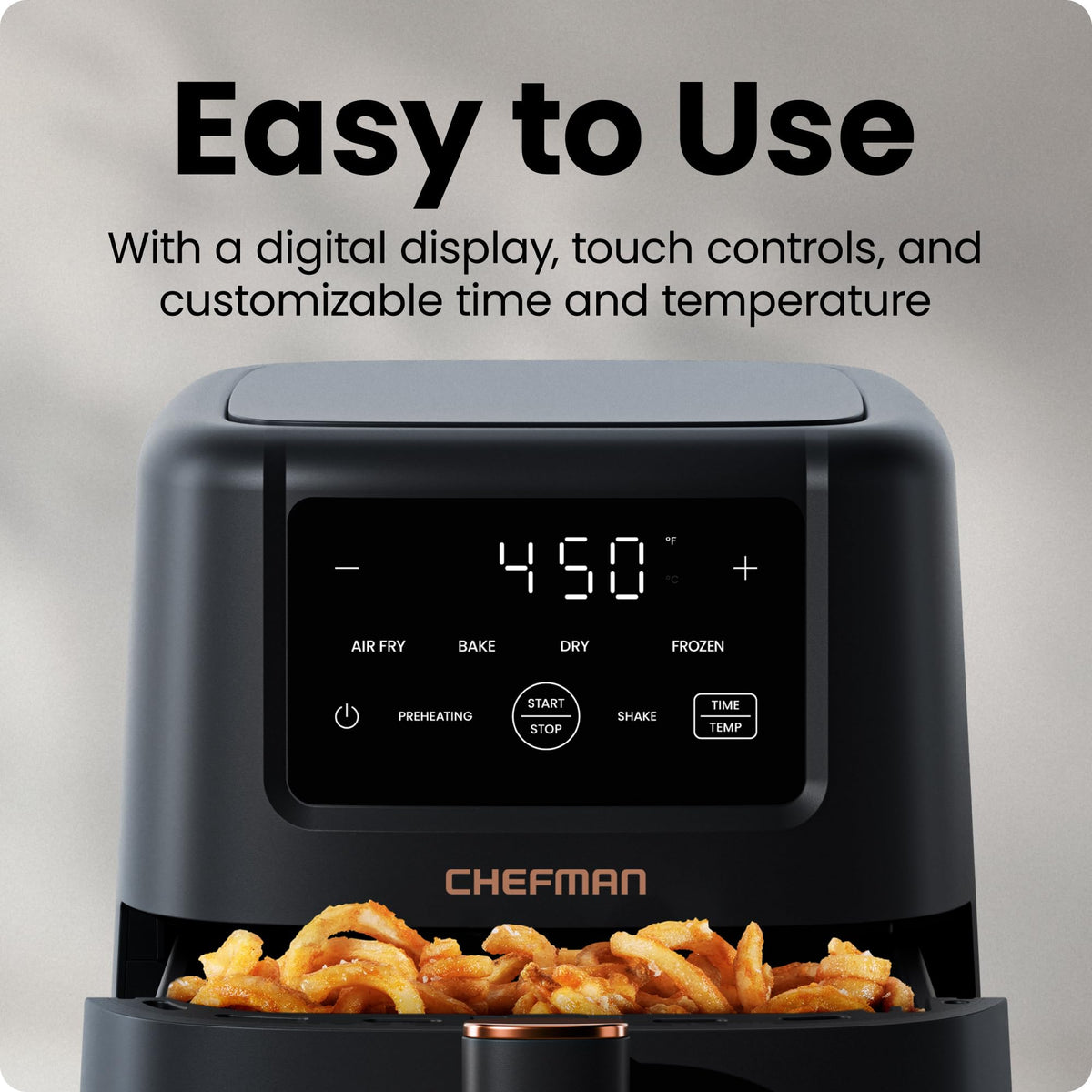 Chefman air fryer compact countertop design fits four servings