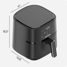 The Chefman air fryer easy-clean matte-black finish highlights stylish, simple maintenance.