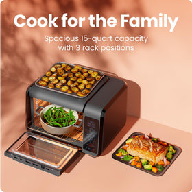 Chefman air fryer toaster oven with baskets and racks includes essential accessories for every meal.