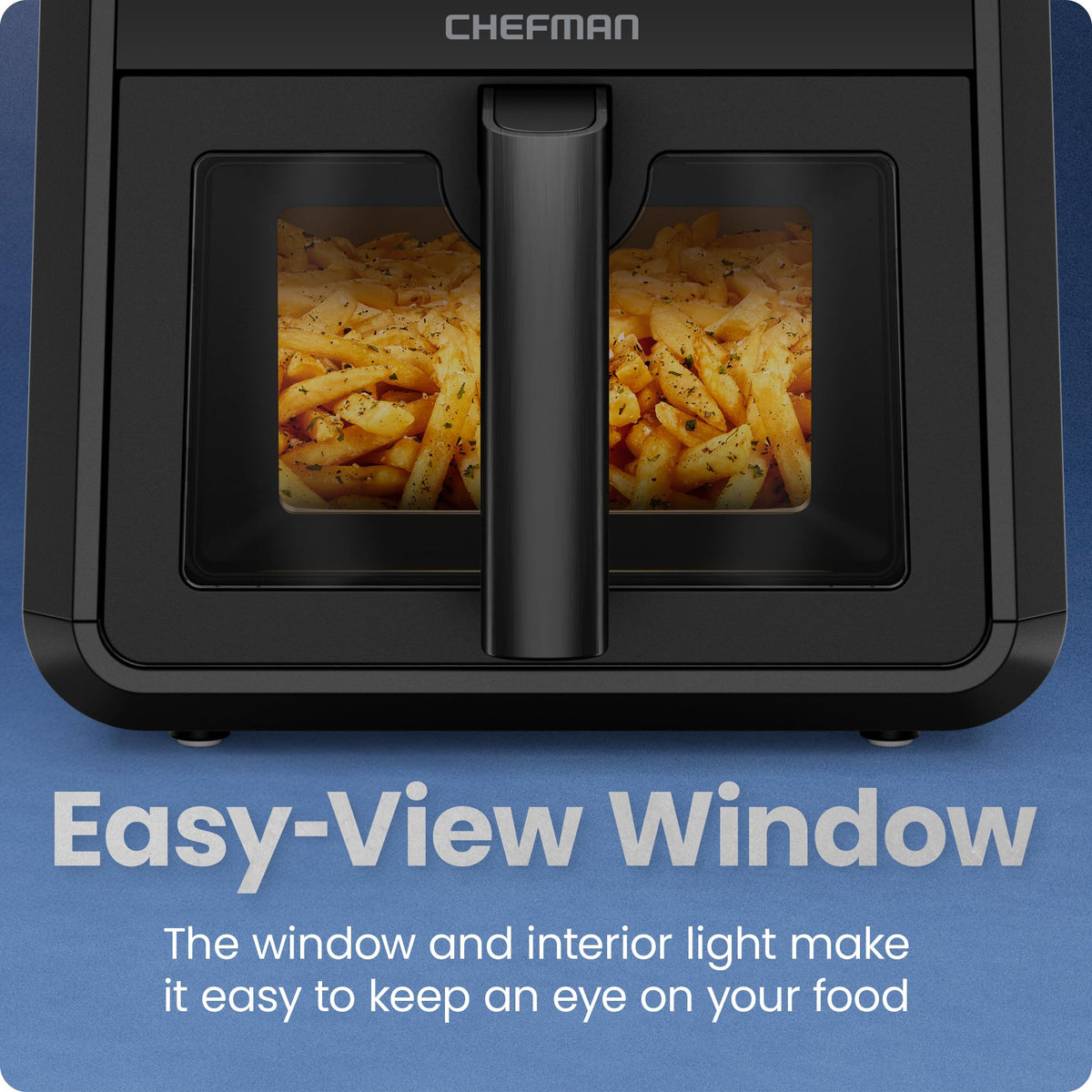 Chefman TurboFry 7Qt viewing window to monitor progress without heat loss