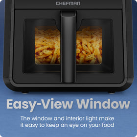 Chefman TurboFry 7Qt viewing window to monitor progress without heat loss