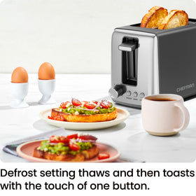 Chefman anti jam technology prevents sticking and burnt toast