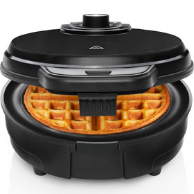 Chefman anti-overflow waffle maker batter channel prevents spills for cleaner counters.